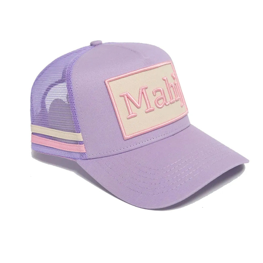 Mahjong trucker hat lavender side