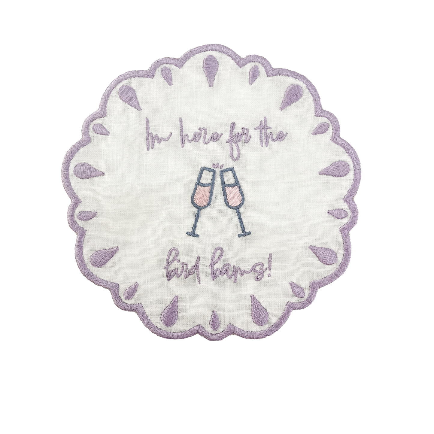 im here for the bird bams embroidered mahjong linen Napkins lavender front