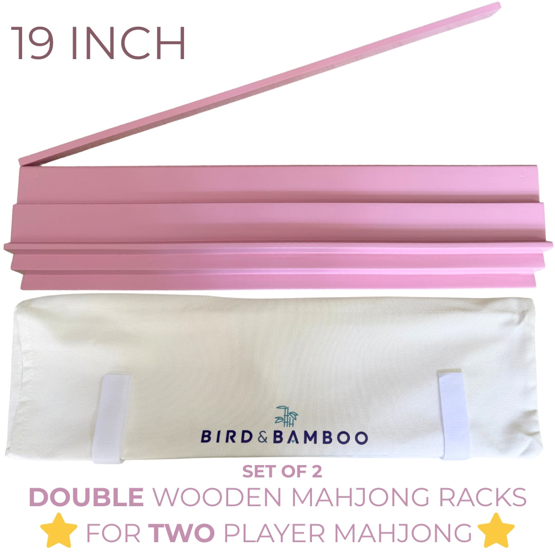 19 Inch Double Magnetic Wooden Mahjong Rack & Pushers with Rack Bag *Set of 2*
