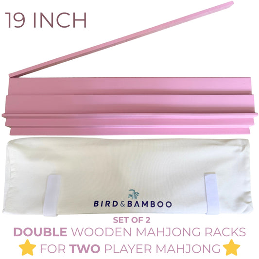 19 Inch Double Magnetic Wooden Mahjong Rack & Pushers with Rack Bag *Set of 2*