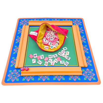 The Iconic Travel Mahjong Mat w/ Hot Pink Mat Bag