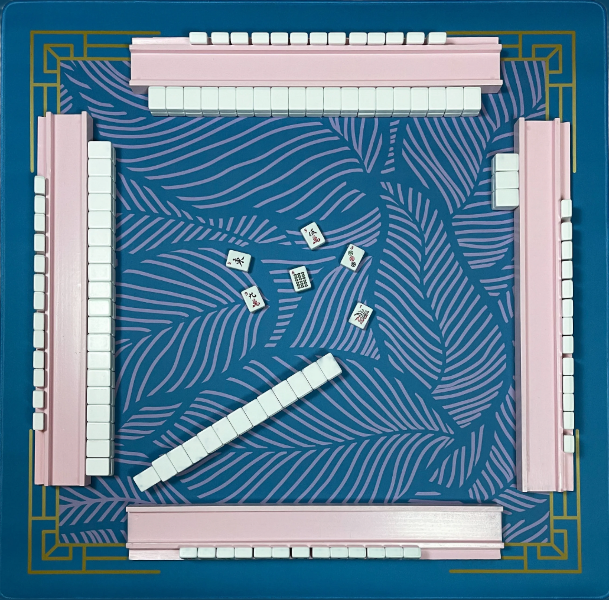 The Paradise Mahjong Mat - Tropical Teal setup
