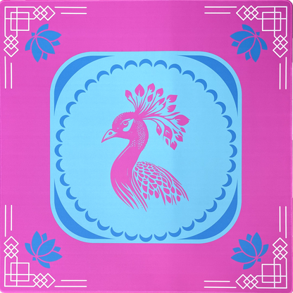 The Queen Peacock Mahjong Mat - Peppy Pink front