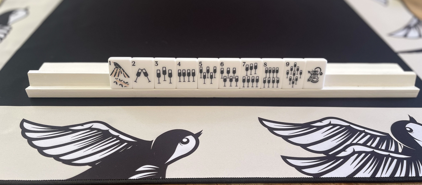 The Sparrow Mahjong Mat- Black with Empress Tiles