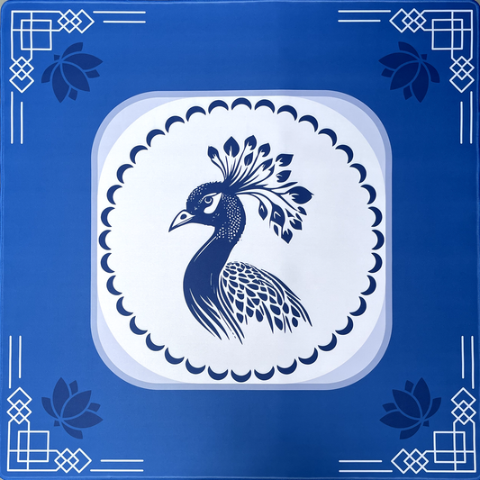 he Queen Peacock Mahjong Mat - Brilliant Blue front