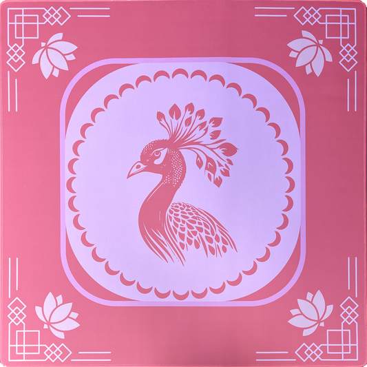 the Queen Peacock Mahjong Mat - Confident Coral front