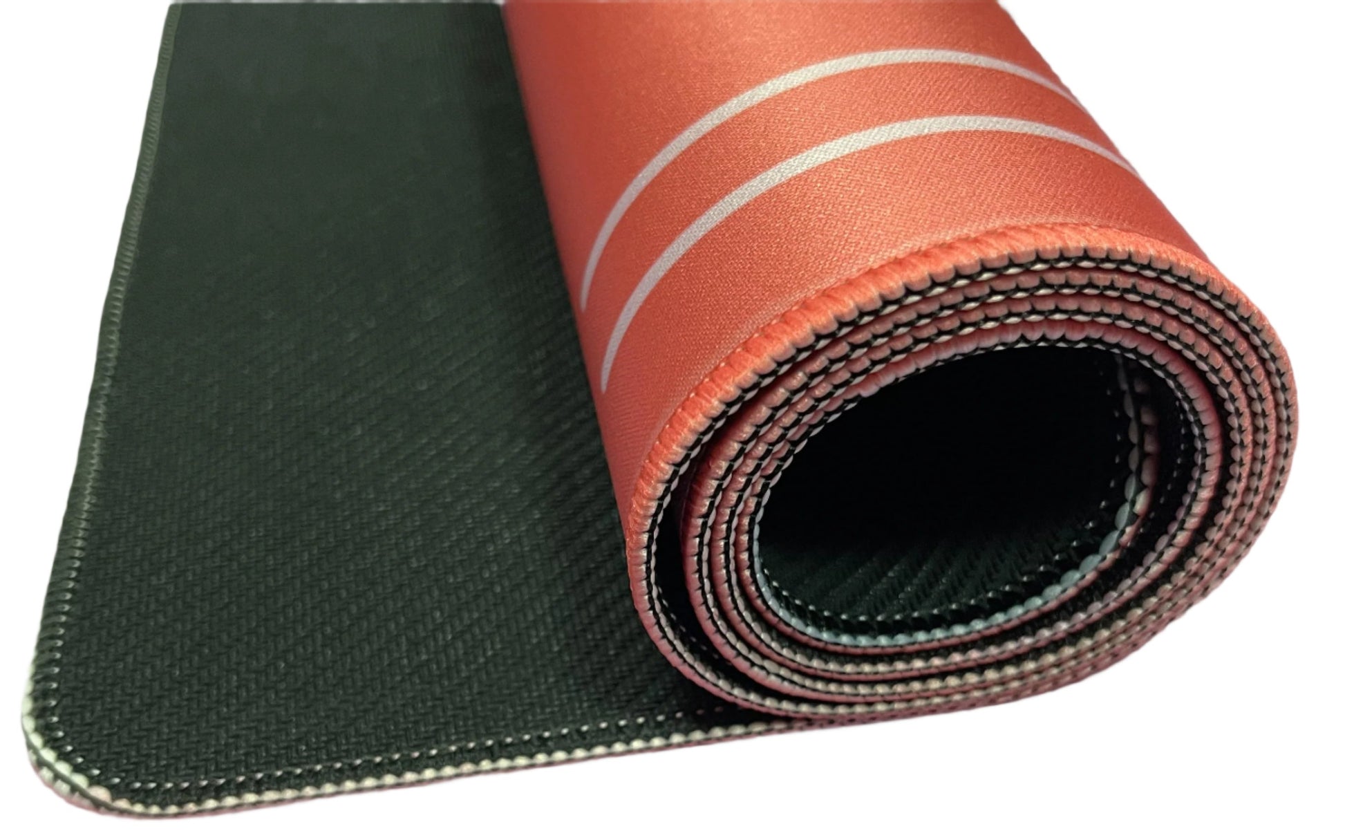 the Queen Peacock Mahjong Mat - Confident Coral rolled